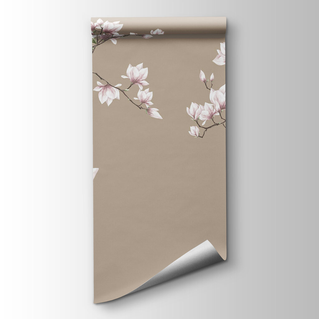 Magnolie roz pe taupe — vizualizare produs