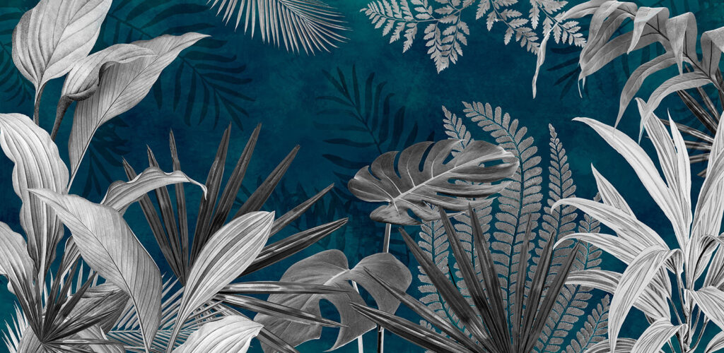 Frunze albe pe petrol — design complet