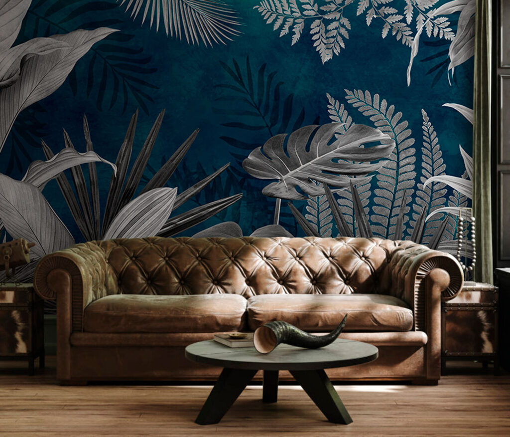Frunze albe pe petrol — interior 2