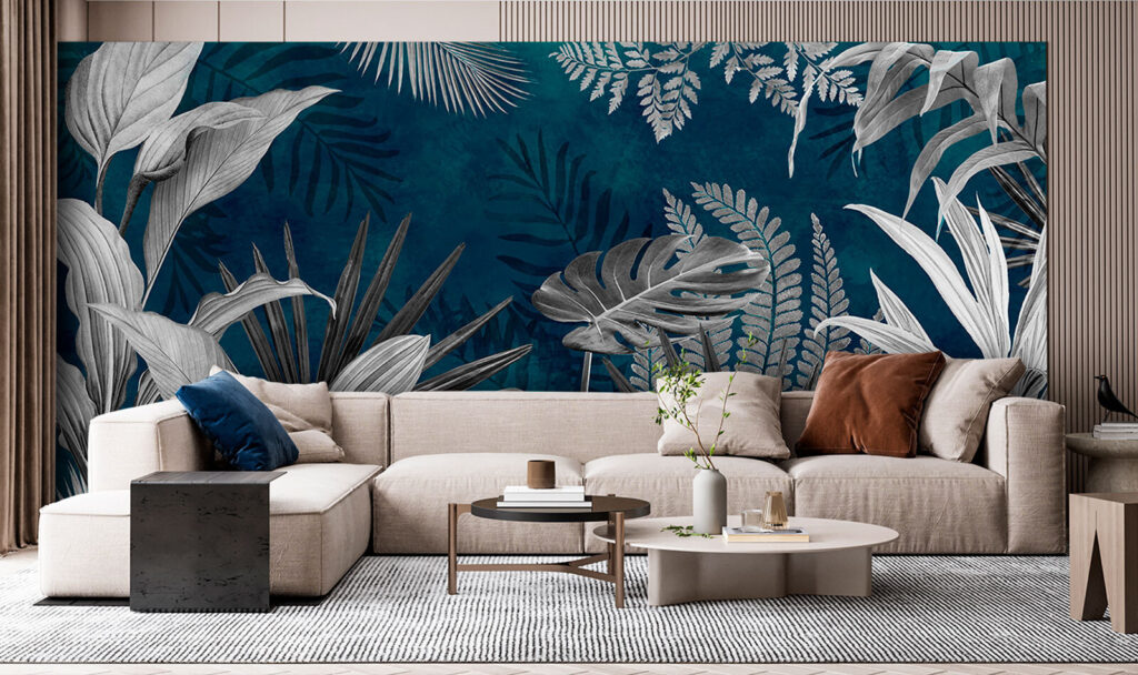 Frunze albe pe petrol — interior 1