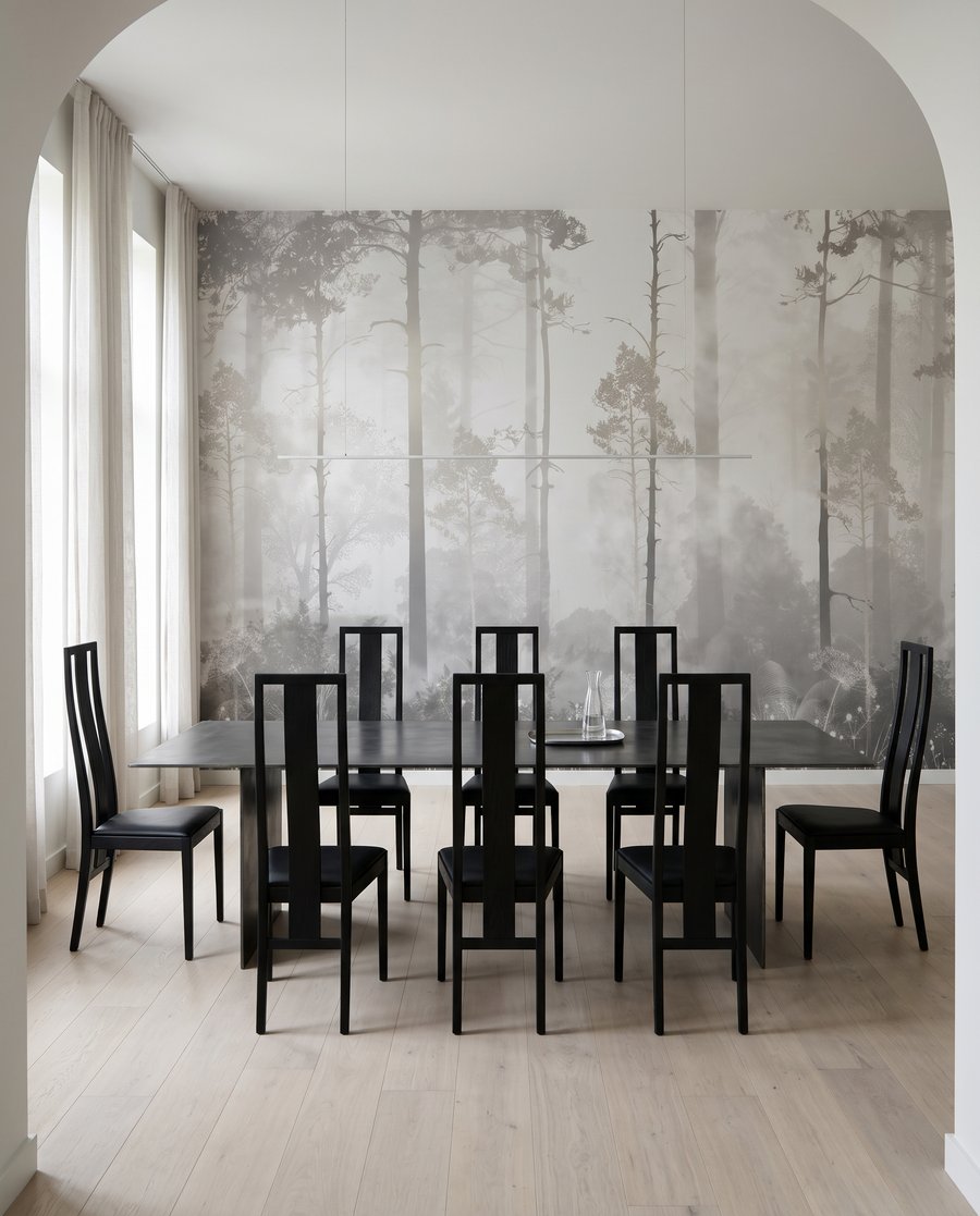 Lumină între trunchiuri drepte — interior 1