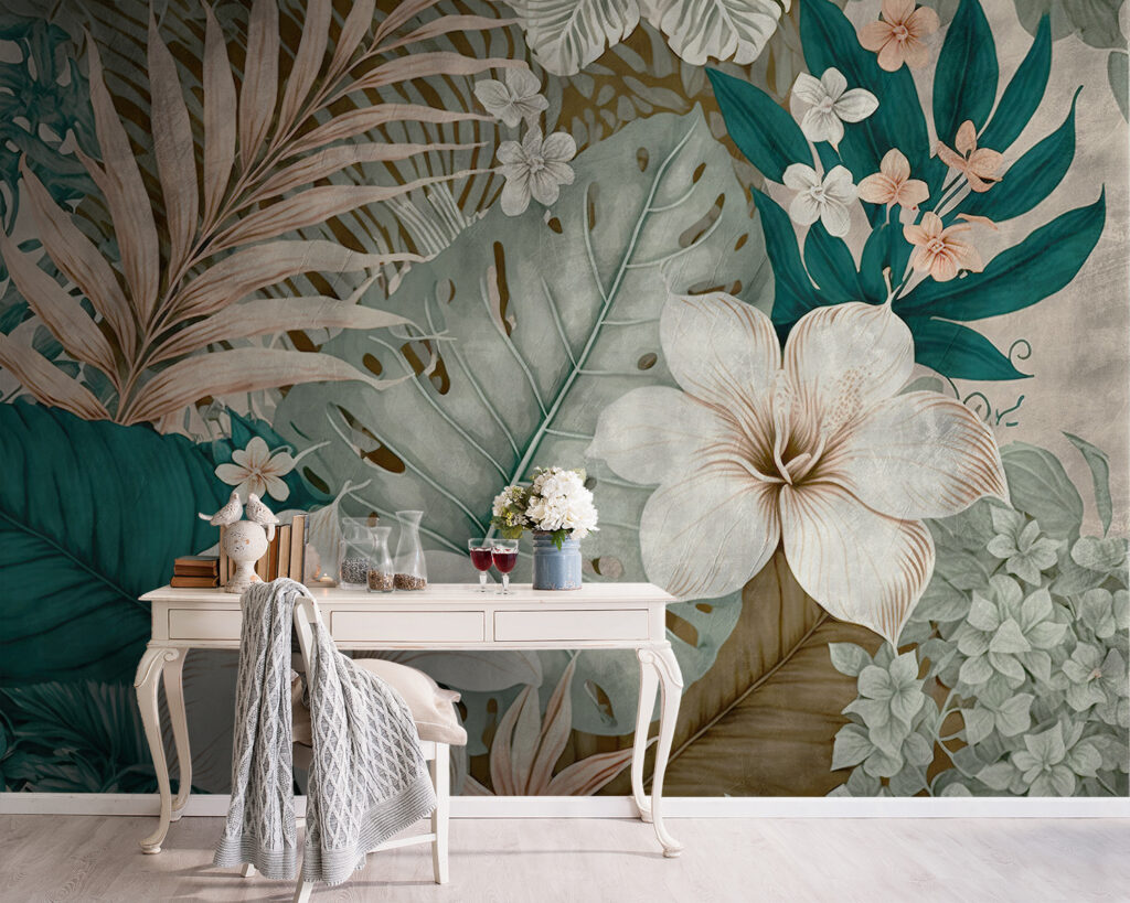 Flori albe, frunze turcoaz — interior 4