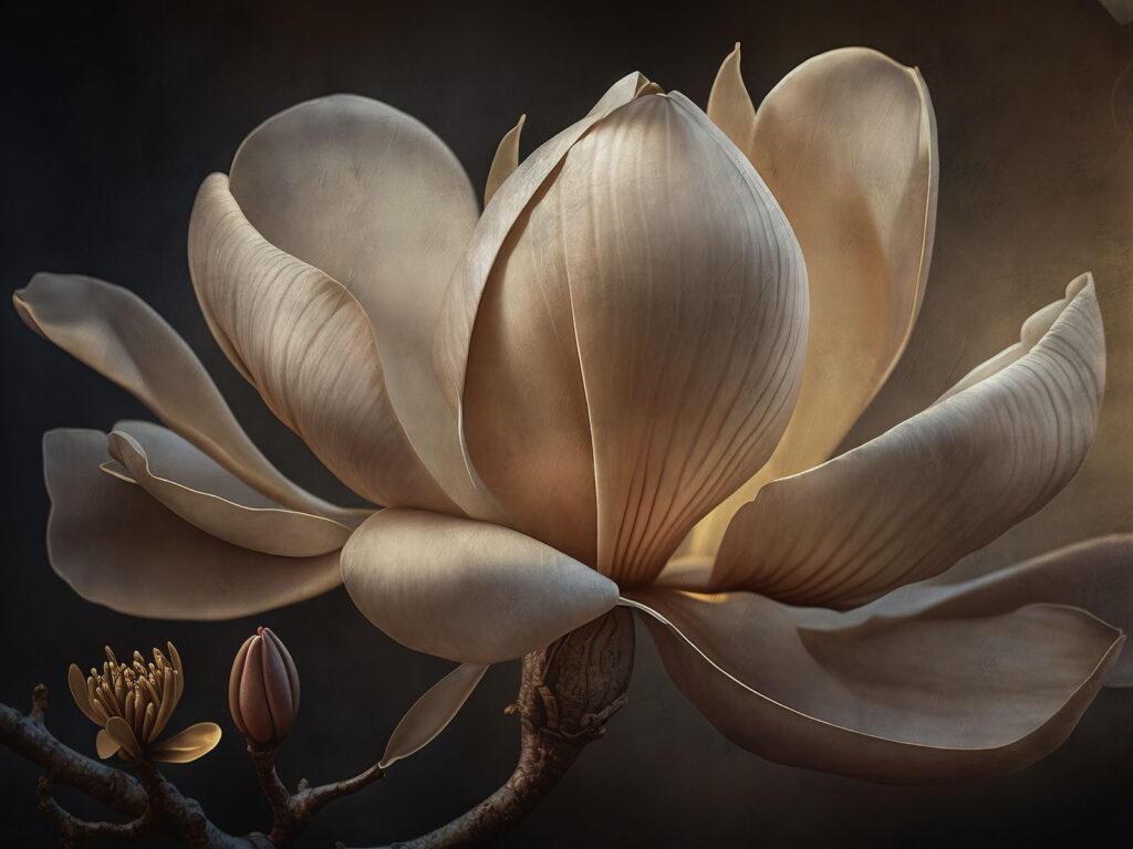 Magnolie în umbră caldă — design complet