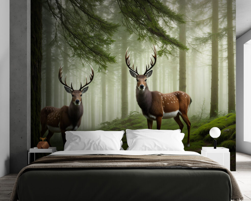 Doi cerbi în pădure — interior 1