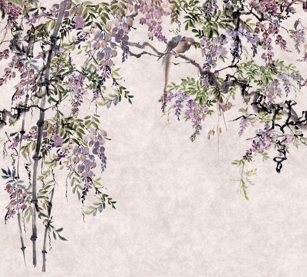 Ramuri violete înflorite — design complet