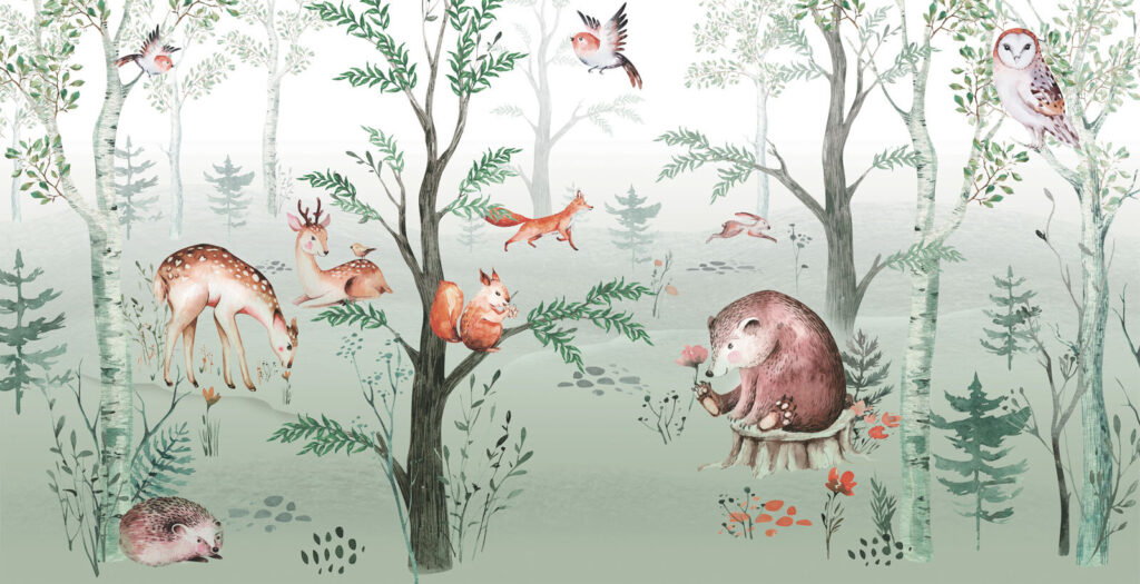 Animale printre crengi — design complet