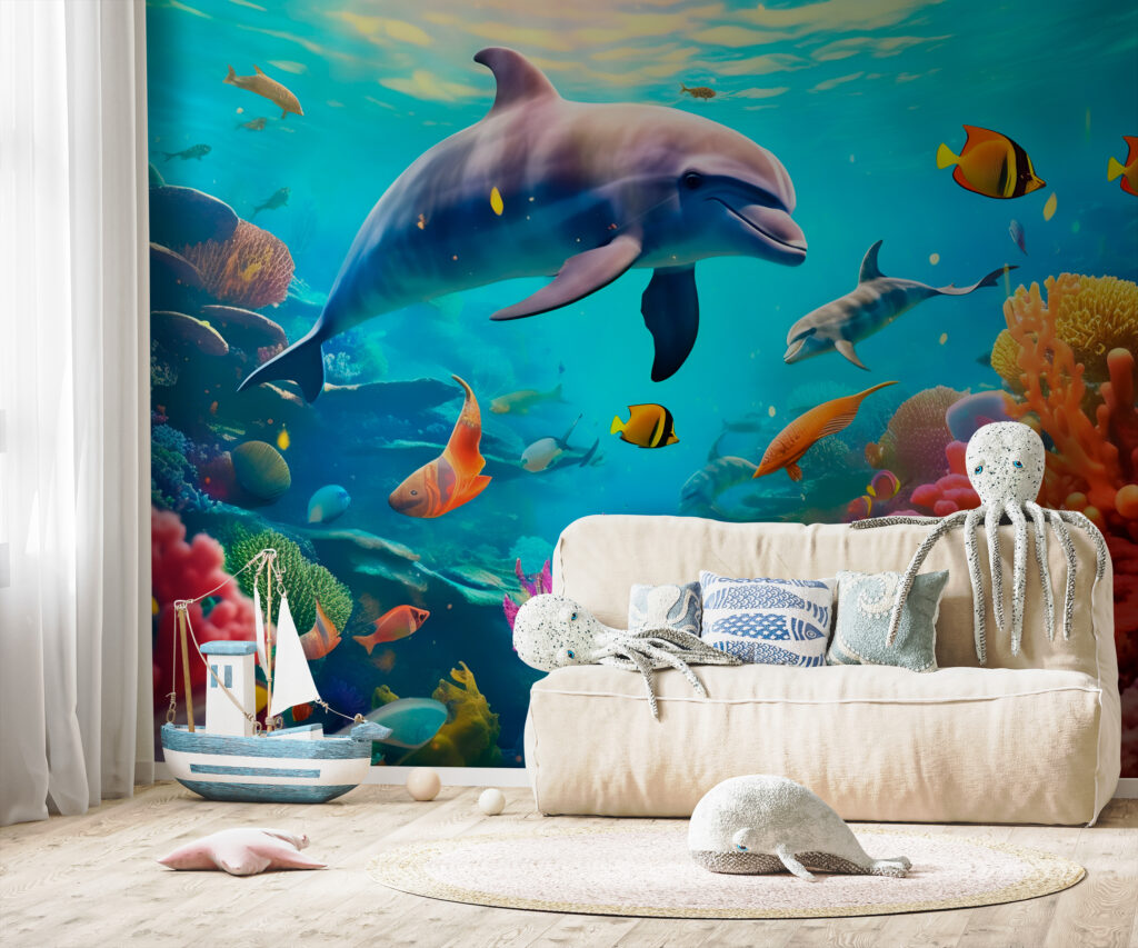 Delfin printre corali — interior 2