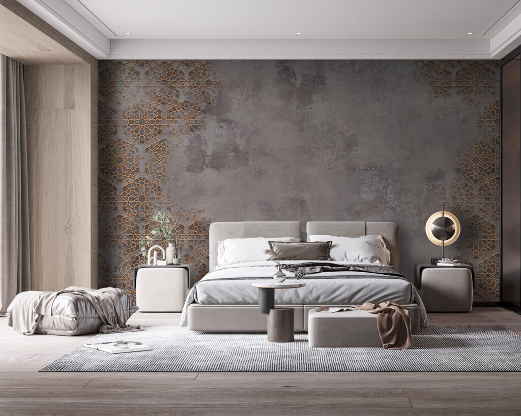 Ornament auriu pe gri — interior 3