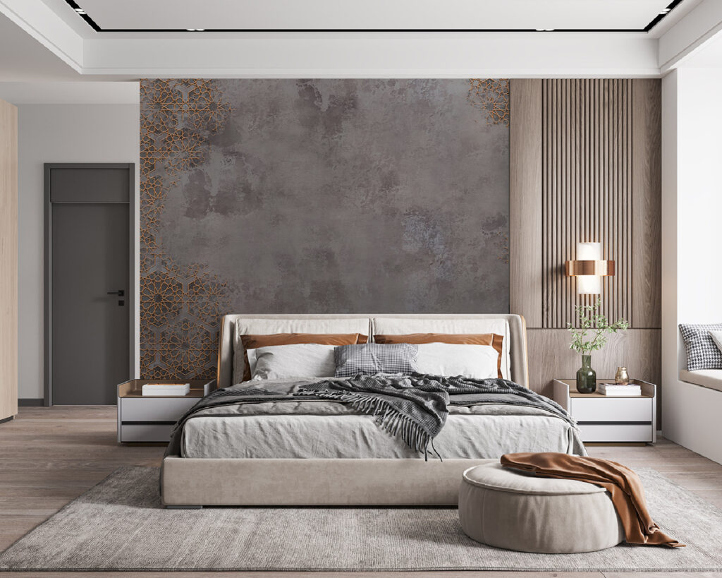 Ornament auriu pe gri — interior 1