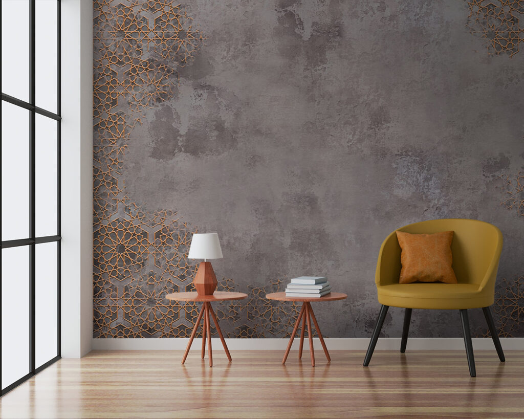 Ornament auriu pe gri — interior 4