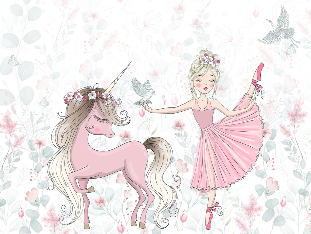 Balerină lângă unicorn — design complet