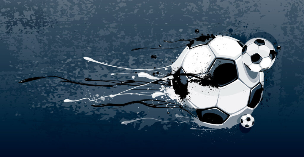 Fotbal prin vopsea albastră — design complet