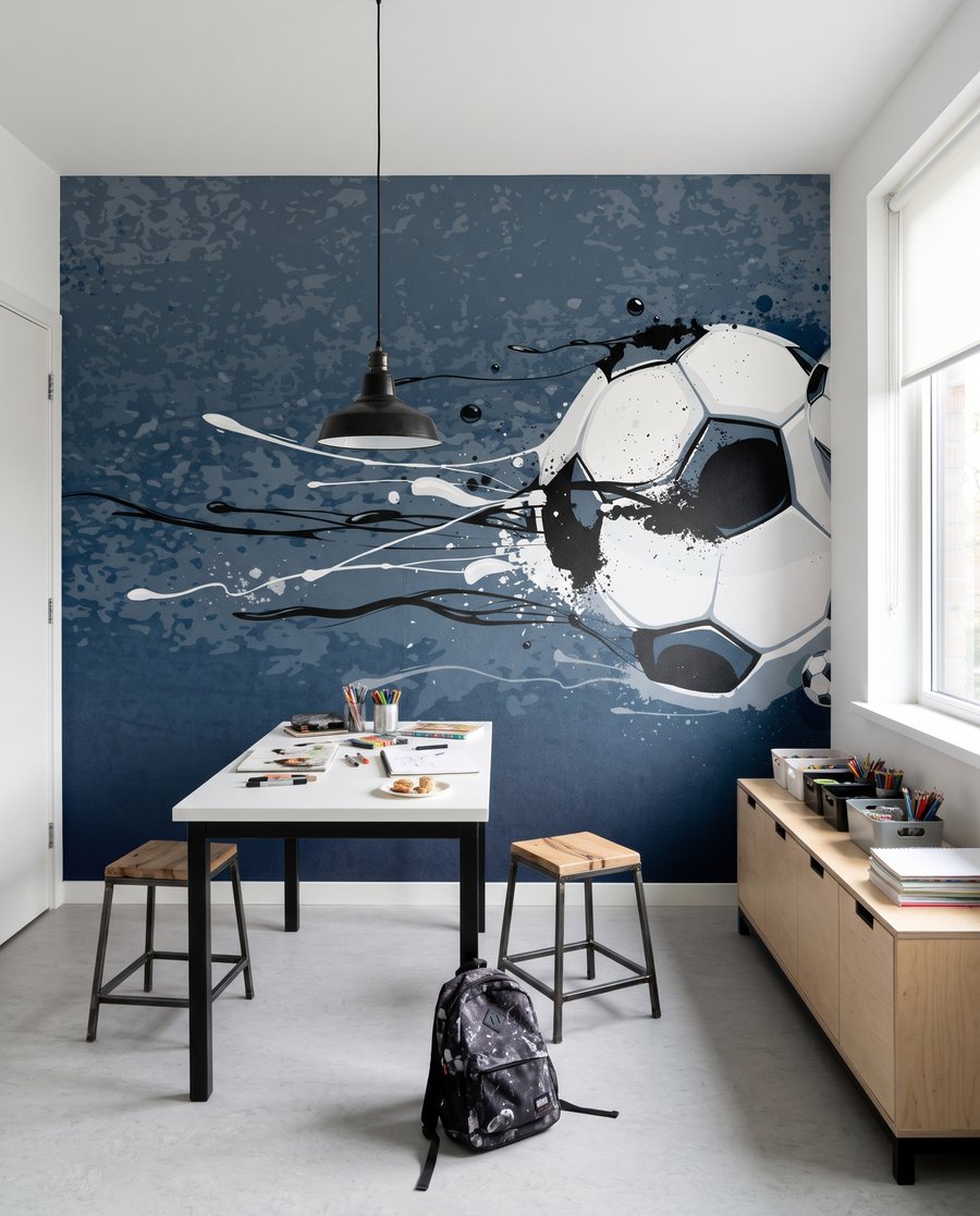 Fotbal prin vopsea albastră — interior 2