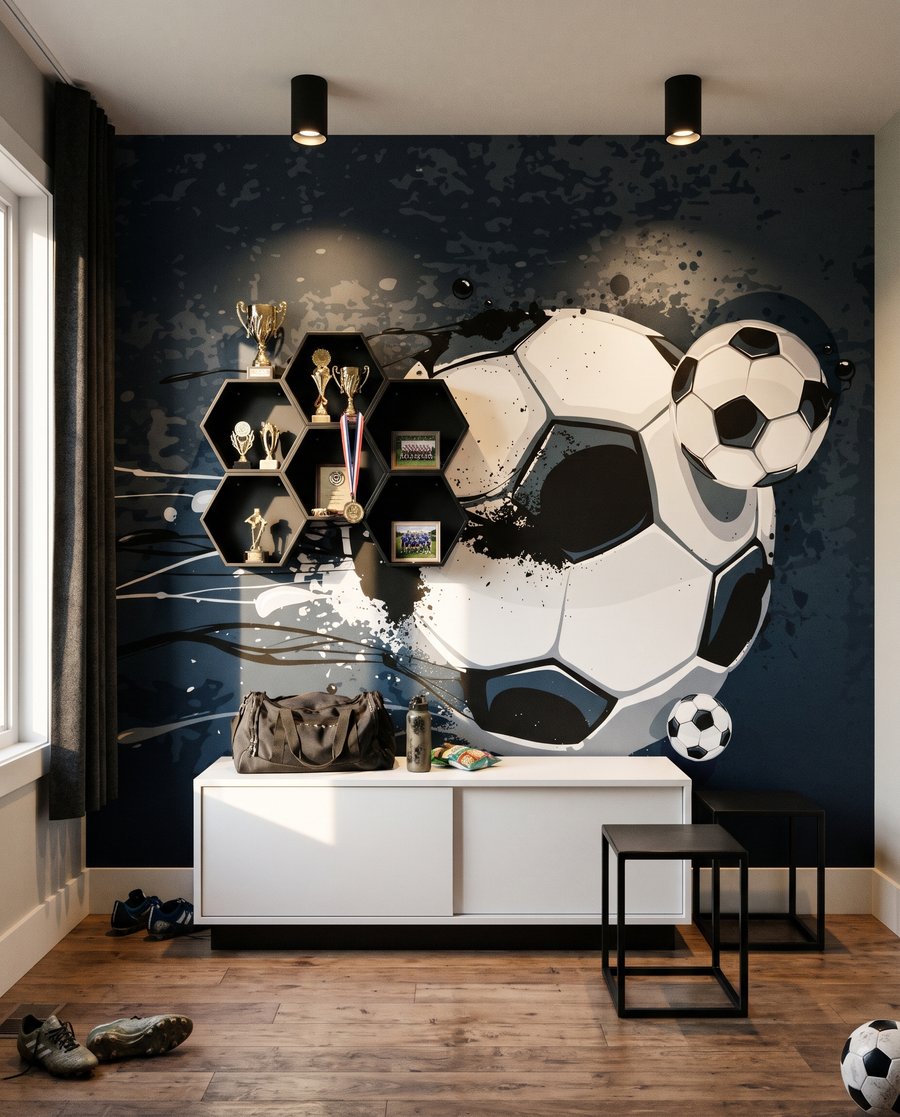 Fotbal prin vopsea albastră — interior 4