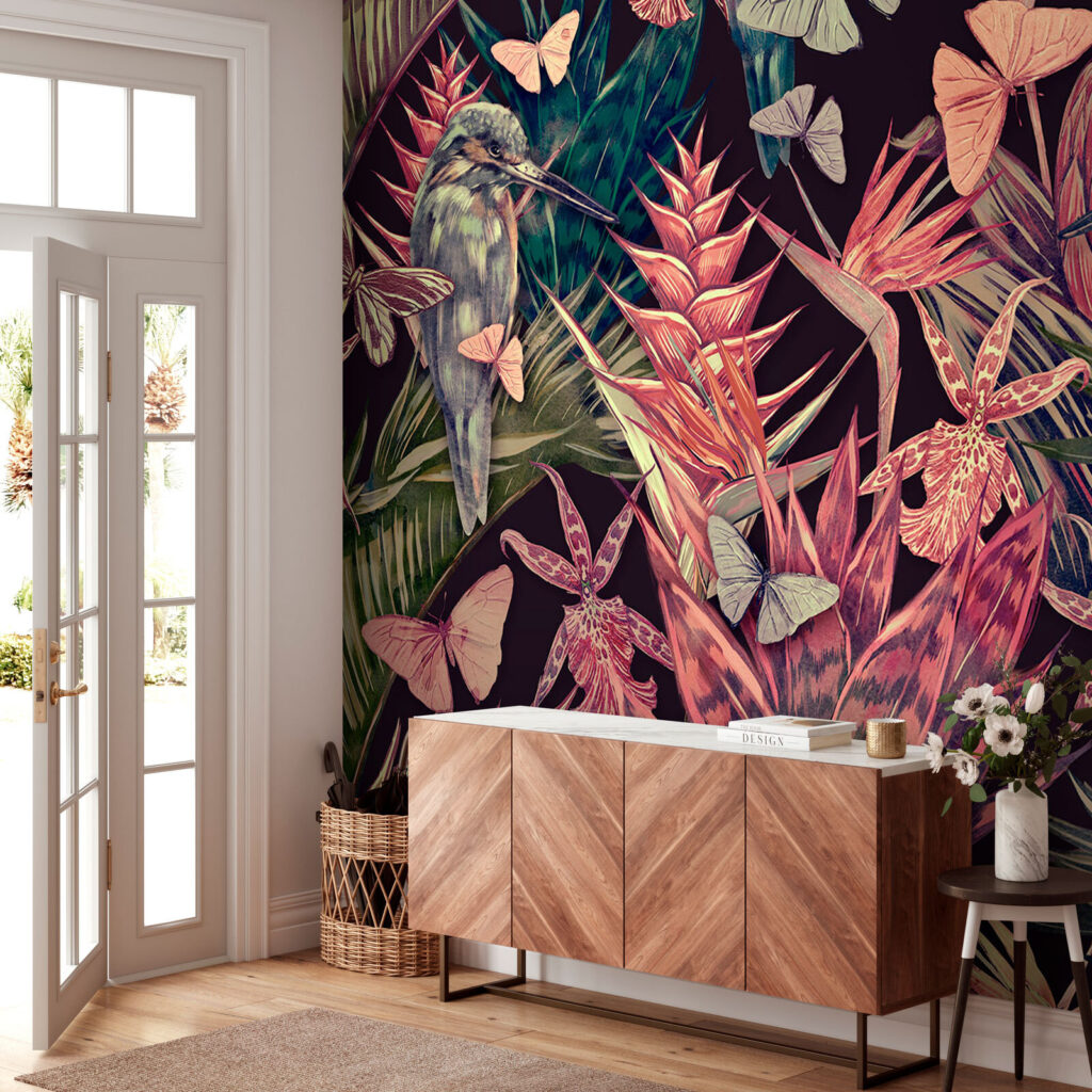 Papagali printre plante tropicale — interior 3