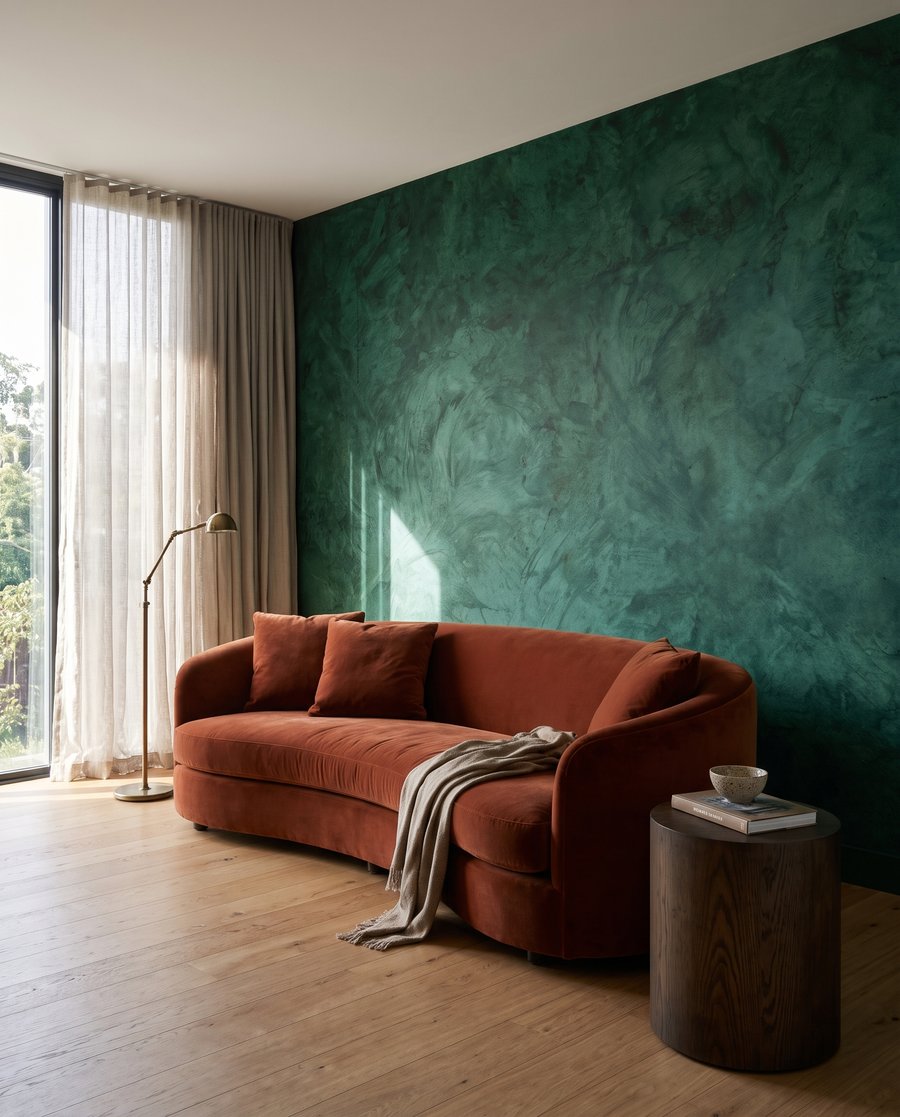Verde smarald cu urme într-un interior