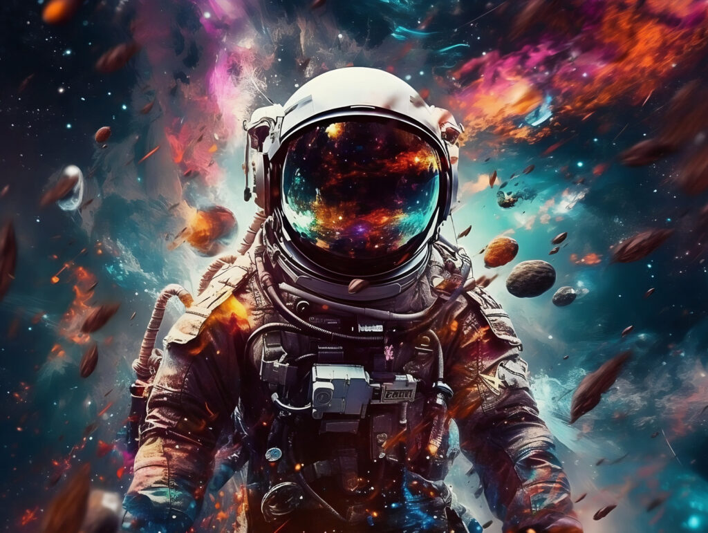 Astronaut cu vizor strălucitor — design complet
