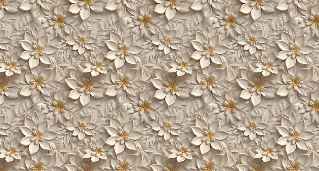Relief floral în crem — design complet