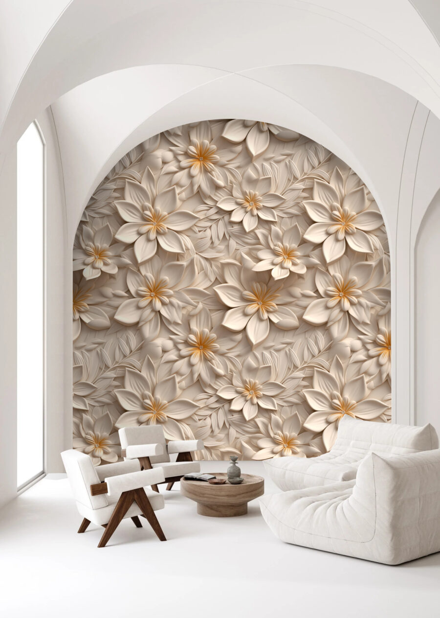 Relief floral în crem — interior 4
