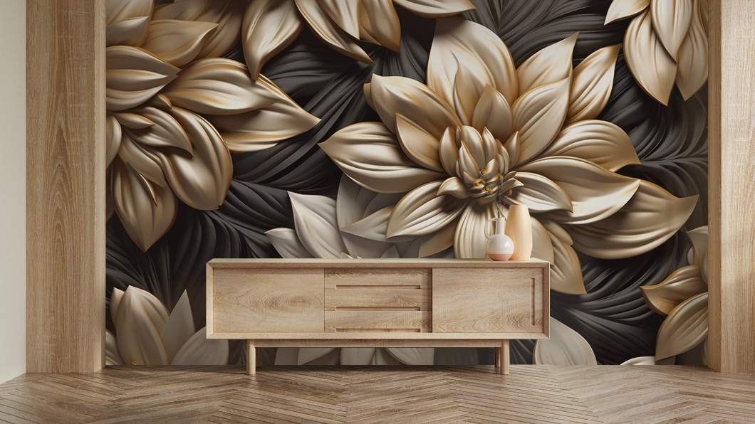 Flori aurii pe negru — interior 2