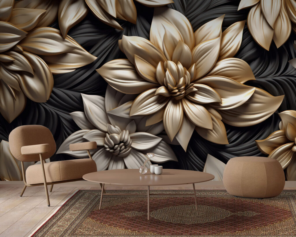 Flori aurii pe negru — interior 3