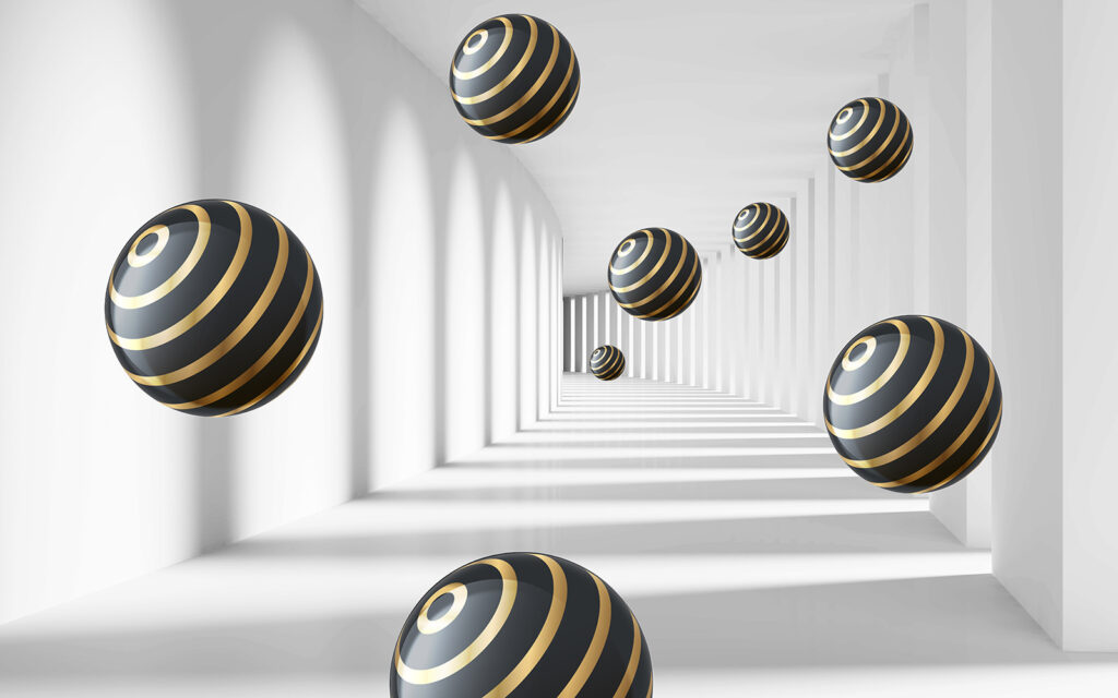 Sfere cu inele aurii — design complet