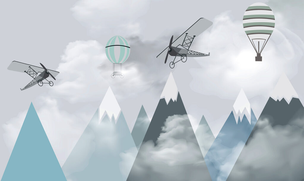 Avioane peste munți turcoaz — design complet