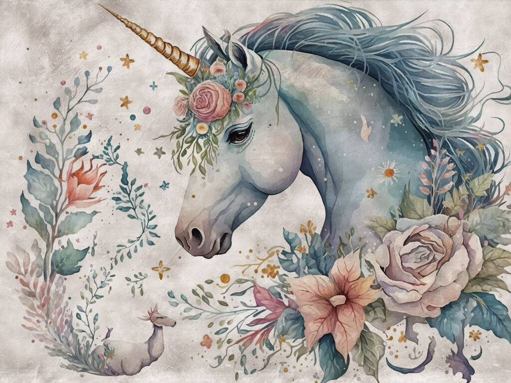 Unicorn cu coroniță — design complet