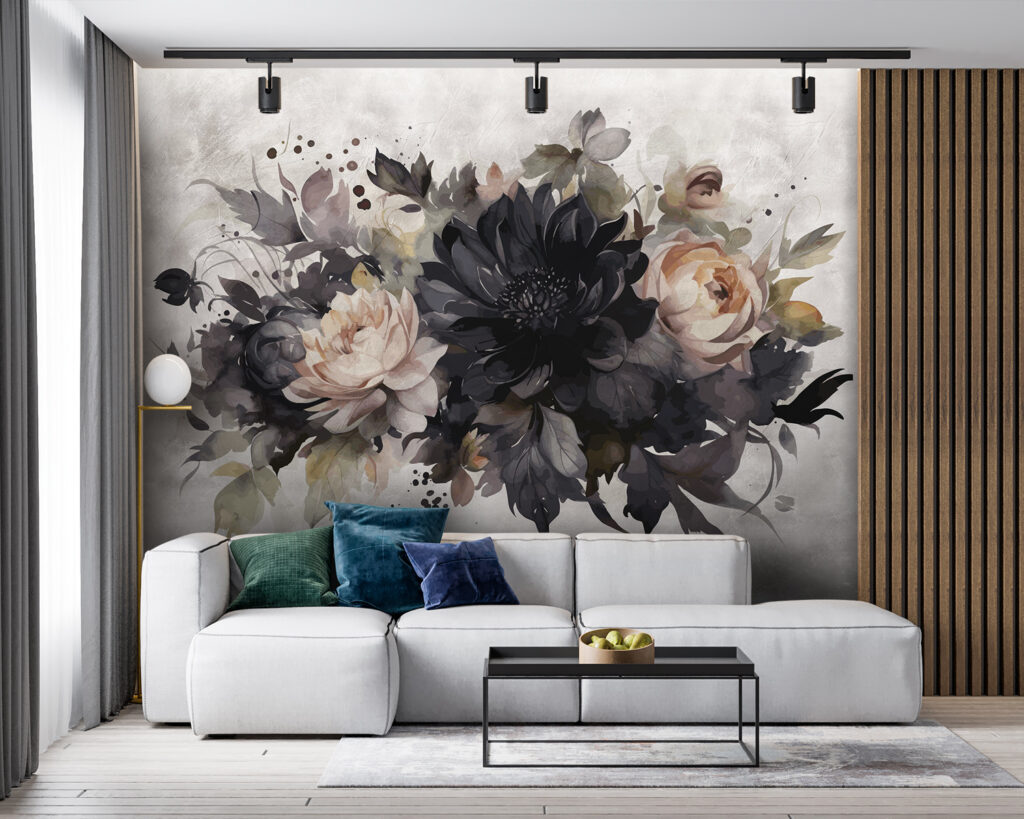 Flori întunecate pe alb — interior 2