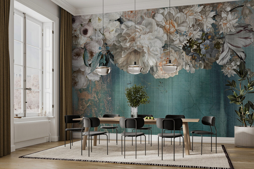 Flori albe peste turcoaz — interior 5