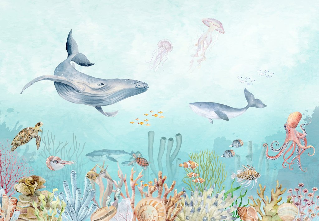Balene printre meduze — design complet