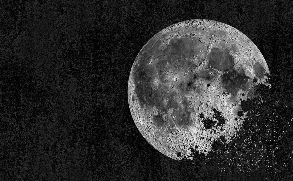 Lună pe fundal negru — design complet