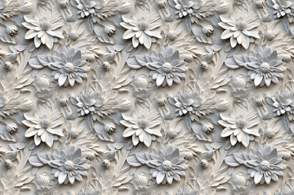 Flori albe în relief — design complet
