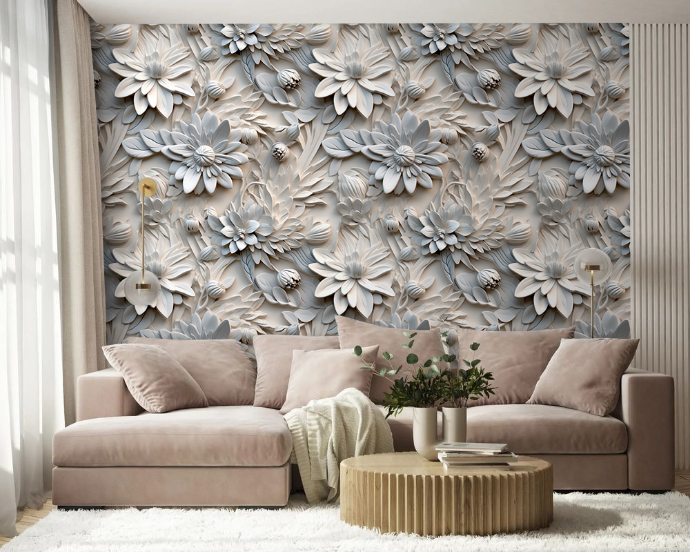 Flori albe în relief — interior 2
