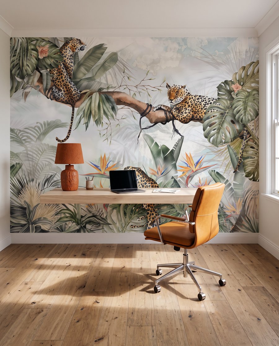 Leoparzi printre palmieri gri-verzui — interior 6