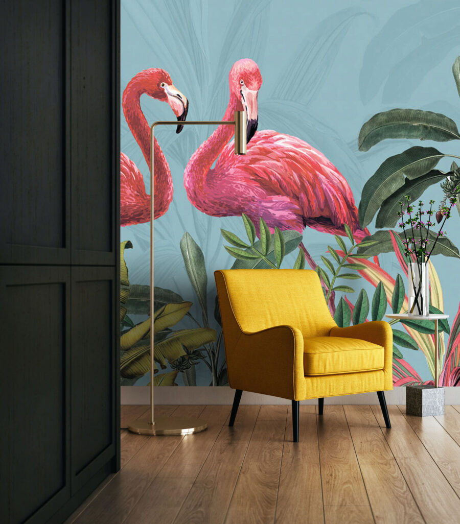 Flamingi printre frunze colorate — interior 1