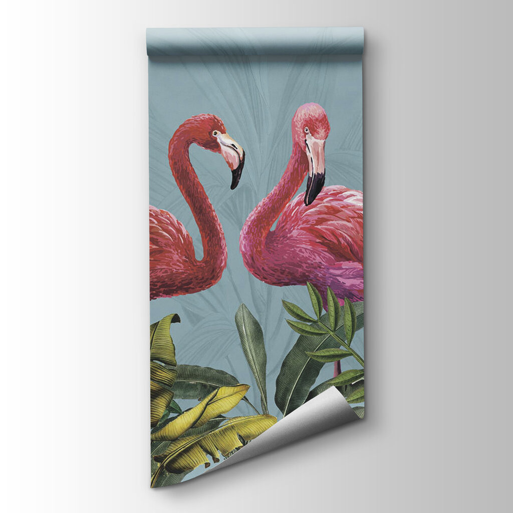 Flamingi printre frunze colorate — vizualizare produs