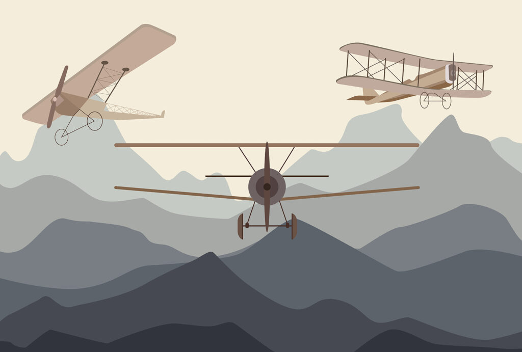 Avioane peste munți întunecați — design complet