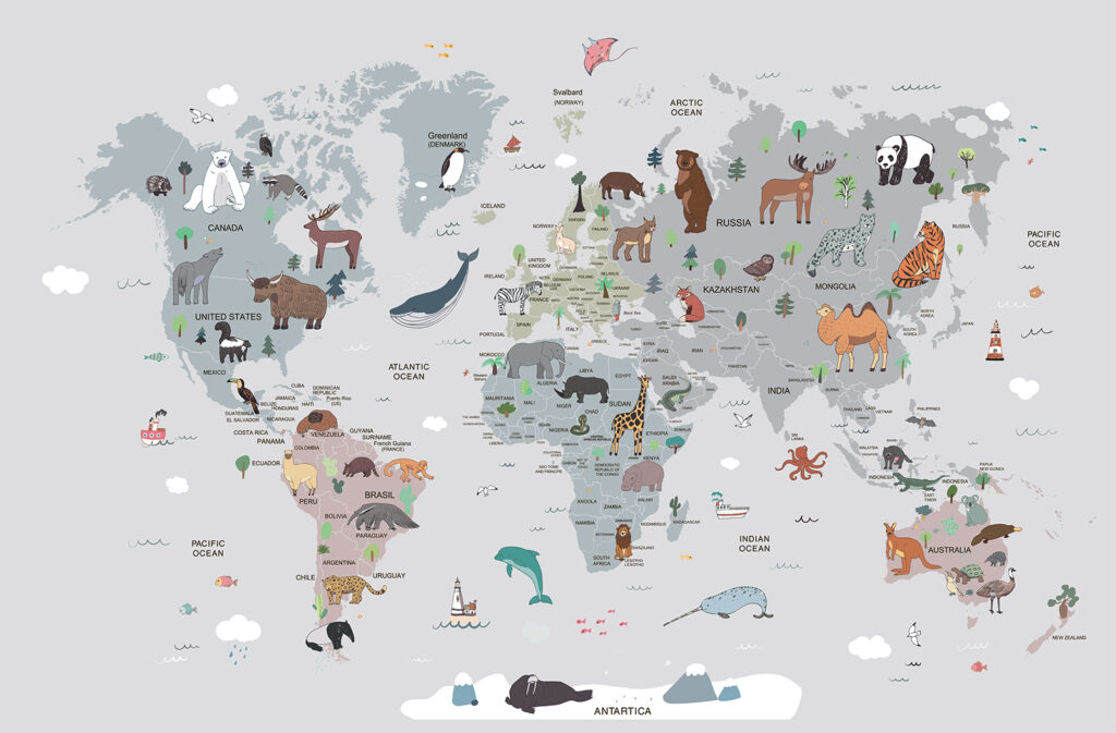 Hartă cu animale — design complet