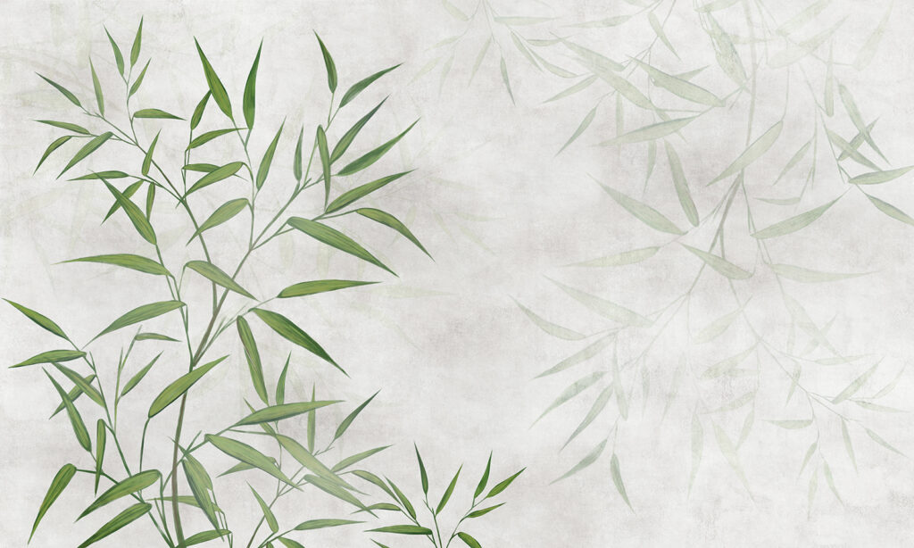 Bambus verde pe alb — design complet