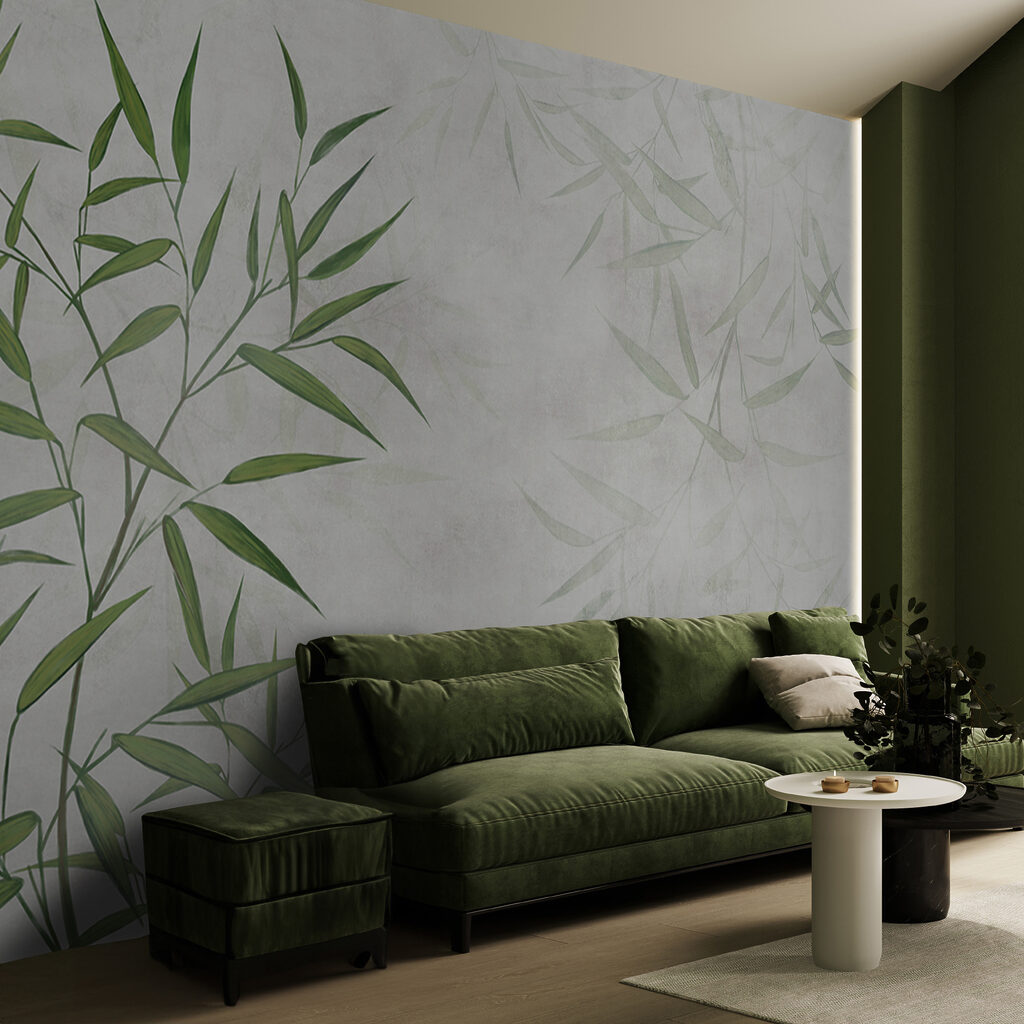 Bambus verde pe alb — interior 7