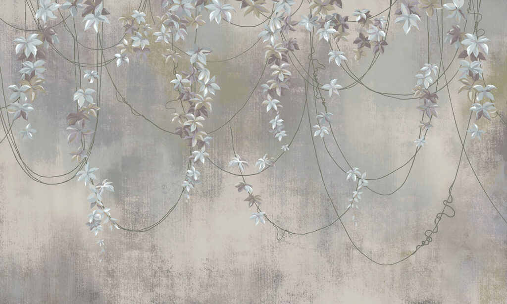 Ghirlande florale pe gri — design complet