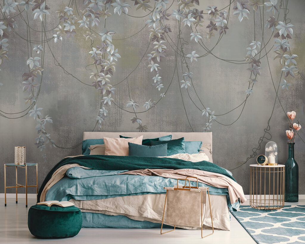 Ghirlande florale pe gri — interior 3