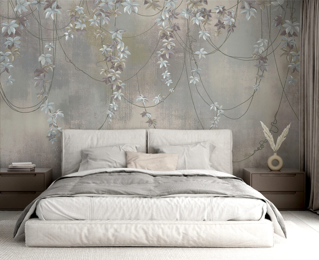 Ghirlande florale pe gri — interior 4