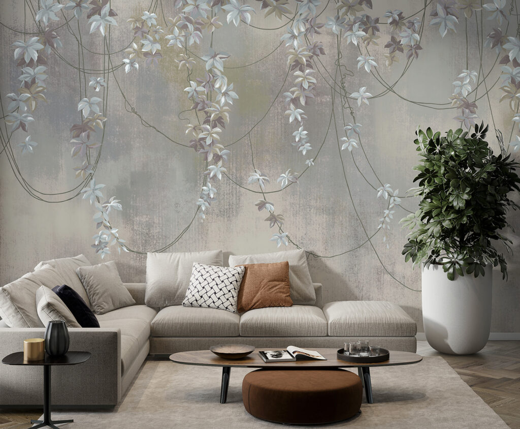 Ghirlande florale pe gri — interior 5