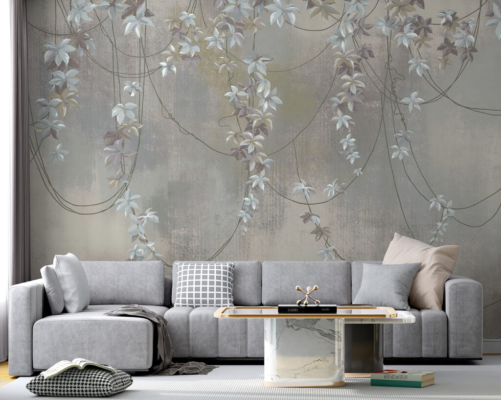 Ghirlande florale pe gri — interior 6