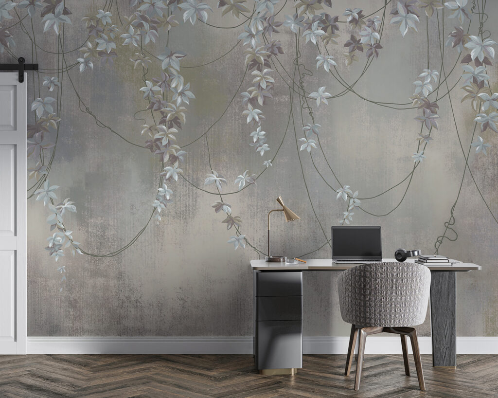 Ghirlande florale pe gri — interior 7