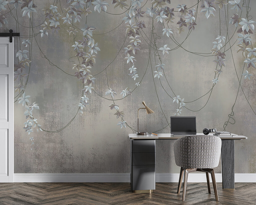 Ghirlande florale pe gri — interior 8