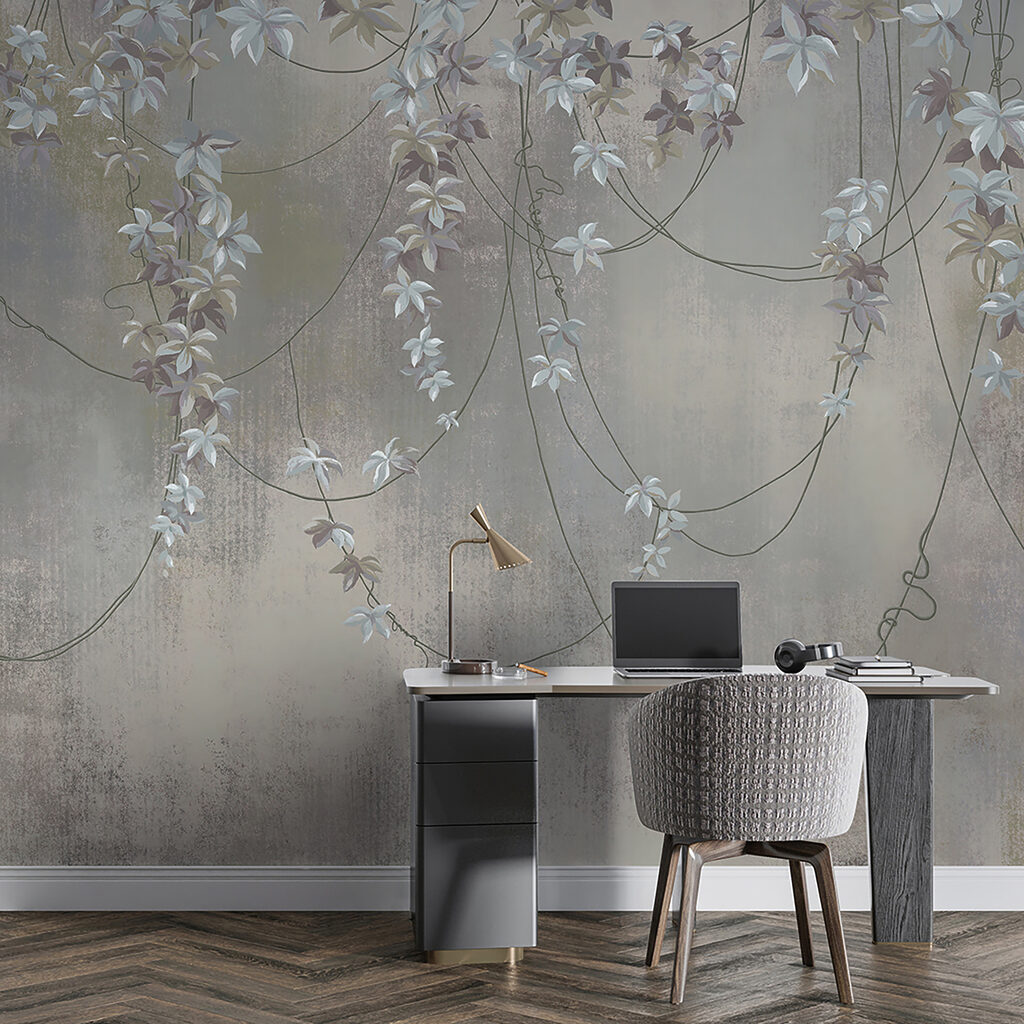 Ghirlande florale pe gri — interior 9