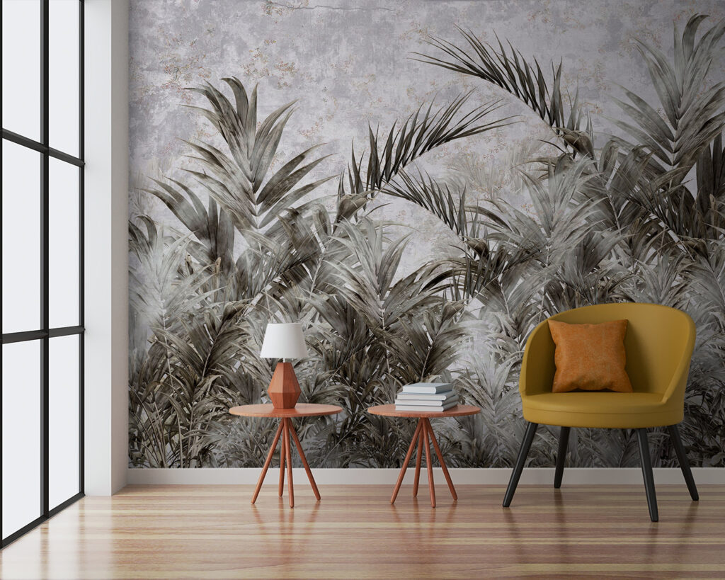 Palmieri în desen gri — interior 1